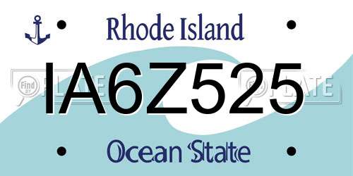 IA6Z525 Rhode Island License Plate