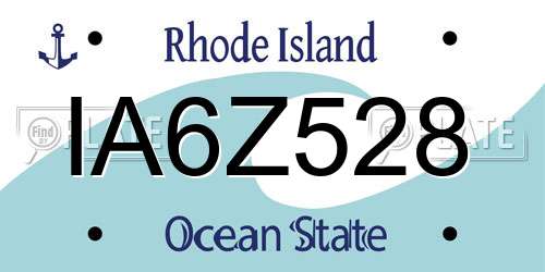 IA6Z528 Rhode Island License Plate