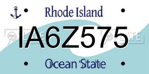IA6Z575 Rhode Island License Plate