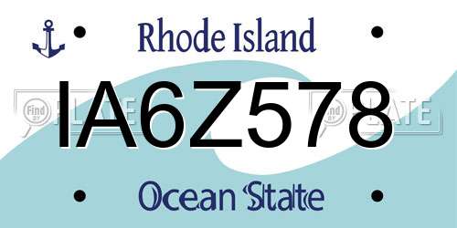 IA6Z578 Rhode Island License Plate