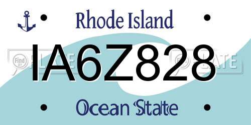 IA6Z828 Rhode Island License Plate