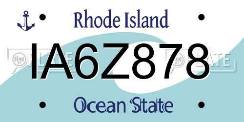 IA6Z878 Rhode Island License Plate