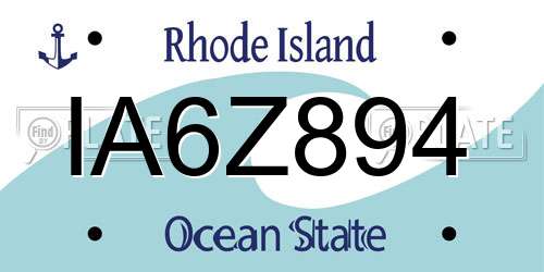 IA6Z894 Rhode Island License Plate