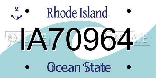 IA70964 Rhode Island License Plate