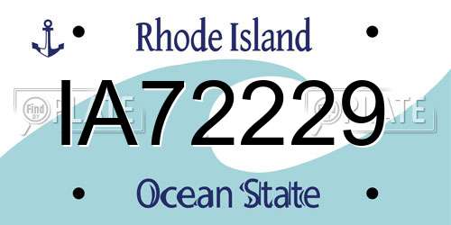 IA72229 Rhode Island License Plate