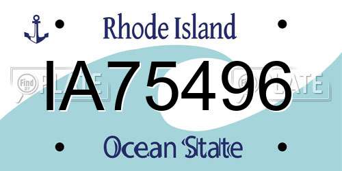 IA75496 Rhode Island License Plate