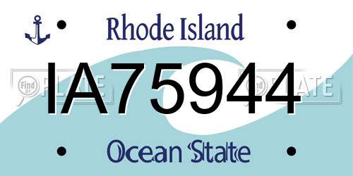 IA75944 Rhode Island License Plate