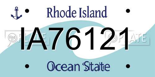 IA76121 Rhode Island License Plate