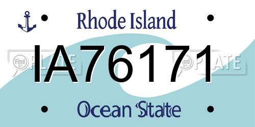 IA76171 Rhode Island License Plate