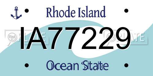 IA77229 Rhode Island License Plate