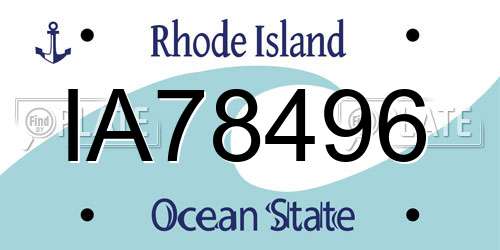 IA78496 Rhode Island License Plate