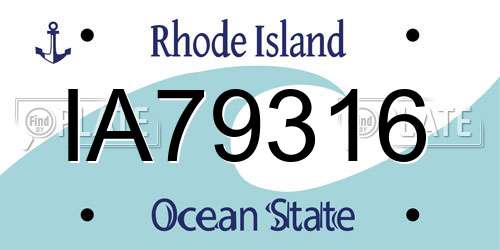 IA79316 Rhode Island License Plate