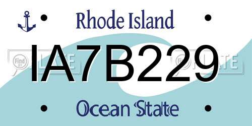 IA7B229 Rhode Island License Plate