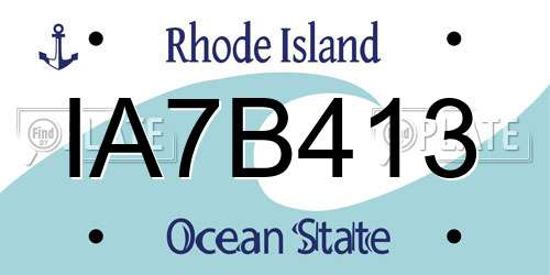 IA7B413 Rhode Island License Plate