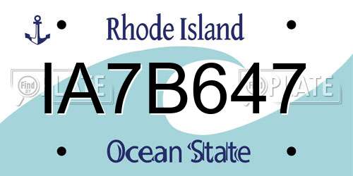 IA7B647 Rhode Island License Plate