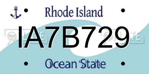 IA7B729 Rhode Island License Plate