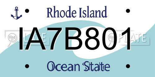 IA7B801 Rhode Island License Plate