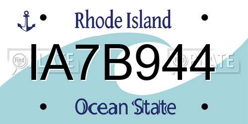 IA7B944 Rhode Island License Plate