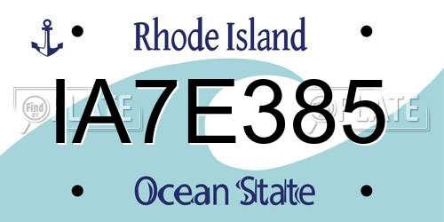 IA7E385 Rhode Island License Plate