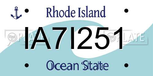 IA7I251 Rhode Island License Plate