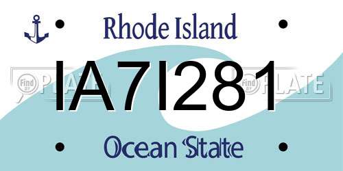 IA7I281 Rhode Island License Plate