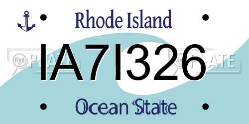 IA7I326 Rhode Island License Plate