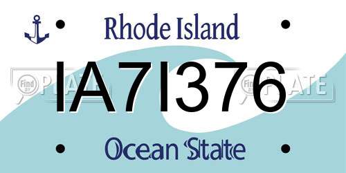 IA7I376 Rhode Island License Plate
