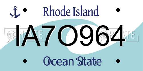 IA7O964 Rhode Island License Plate