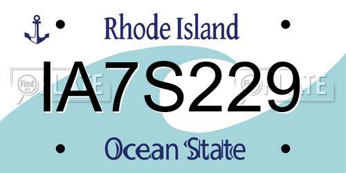IA7S229 Rhode Island License Plate