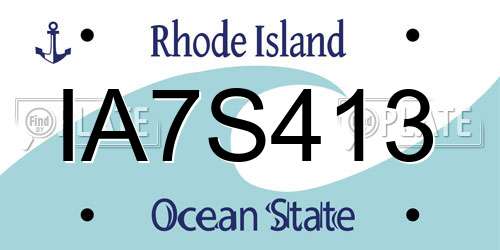 IA7S413 Rhode Island License Plate