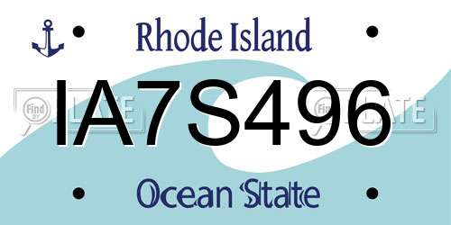 IA7S496 Rhode Island License Plate