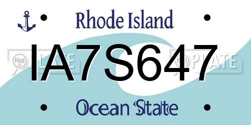 IA7S647 Rhode Island License Plate