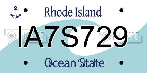 IA7S729 Rhode Island License Plate