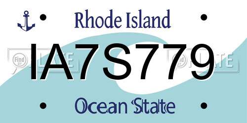 IA7S779 Rhode Island License Plate