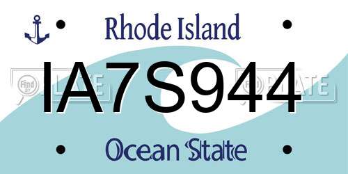IA7S944 Rhode Island License Plate