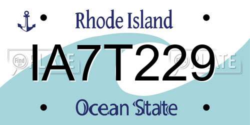 IA7T229 Rhode Island License Plate