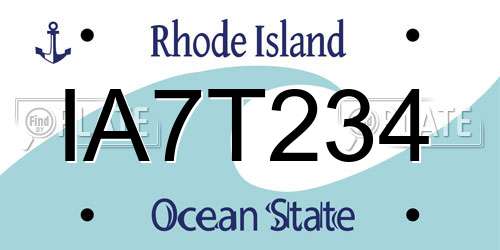 IA7T234 Rhode Island License Plate