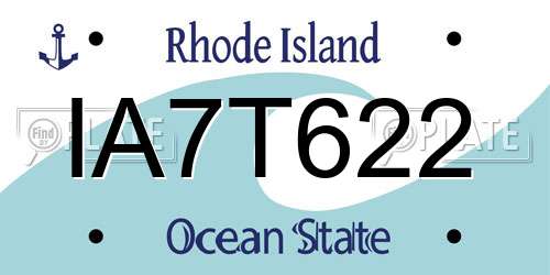 IA7T622 Rhode Island License Plate