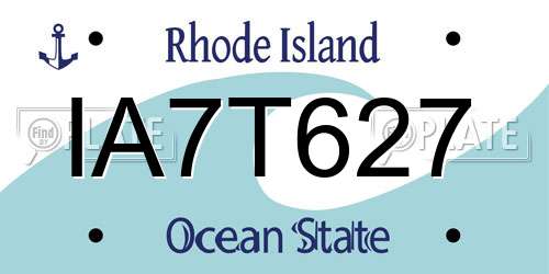 IA7T627 Rhode Island License Plate