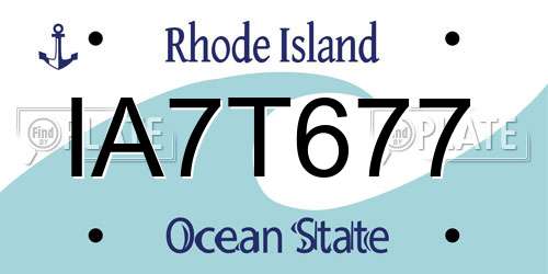 IA7T677 Rhode Island License Plate