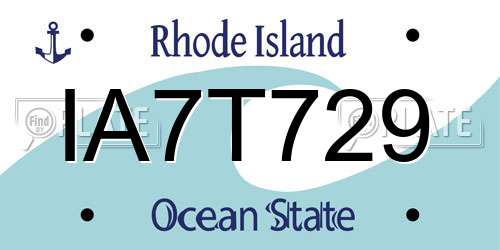 IA7T729 Rhode Island License Plate