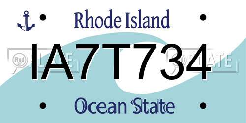 IA7T734 Rhode Island License Plate