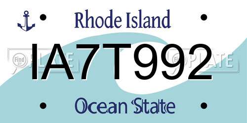 IA7T992 Rhode Island License Plate