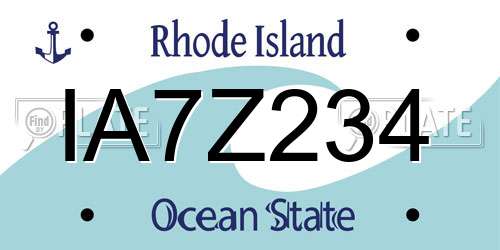 IA7Z234 Rhode Island License Plate