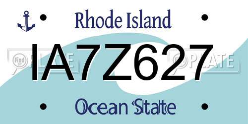 IA7Z627 Rhode Island License Plate