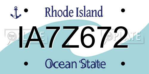 IA7Z672 Rhode Island License Plate