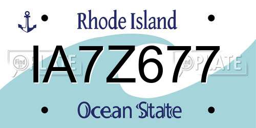 IA7Z677 Rhode Island License Plate
