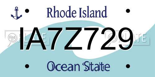 IA7Z729 Rhode Island License Plate