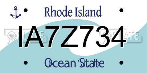 IA7Z734 Rhode Island License Plate