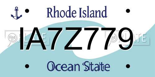 IA7Z779 Rhode Island License Plate
